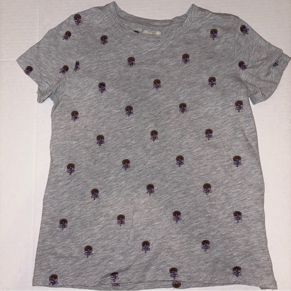 Lucky Brand Gray Skull Print Short Sleeve Tee